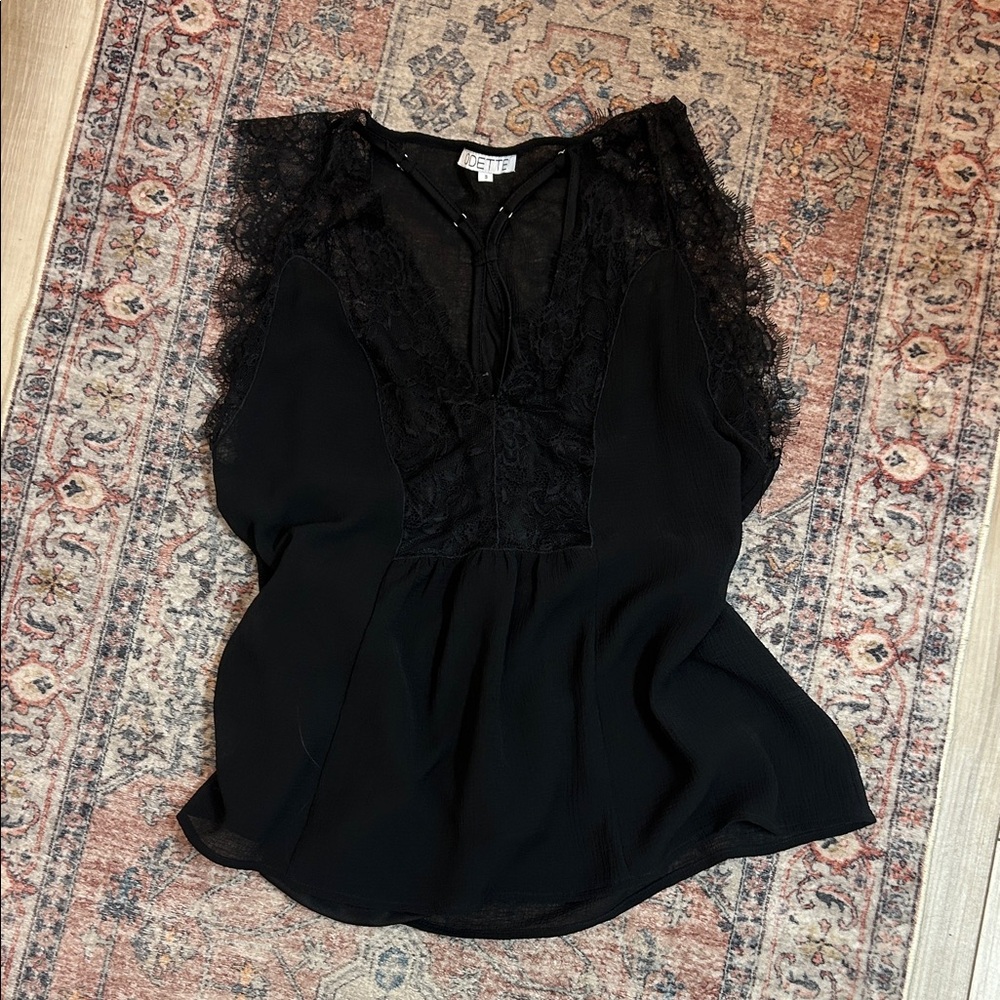 Free People Black Lace Blouse